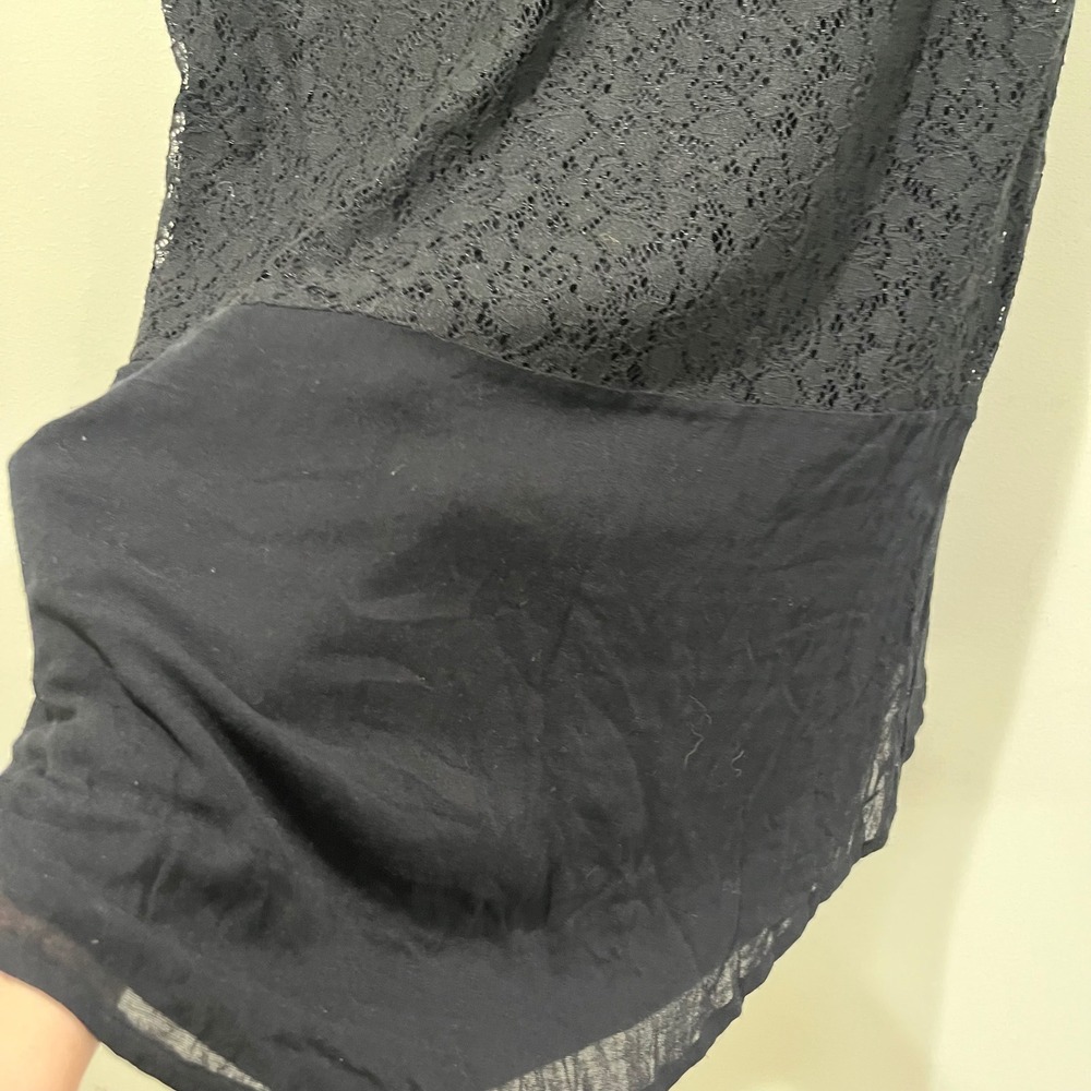 Meadow Rue Lace Top Women Size M Black Short Sleeve Sheer  Boho Dark Romantic - Picture 5 of 7